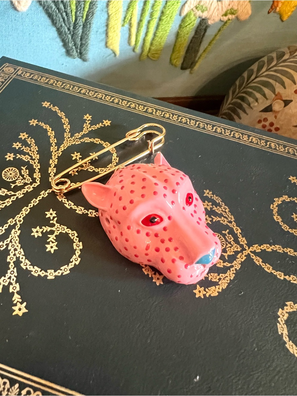 New! The “Betsy” Pink Leopard Whimsical Metal Brooch With Pin